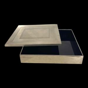 Giacomo Sinopoli For Liwan's, Modernist Storage / Jewelry Box, Steel & Blue Glass, 1970