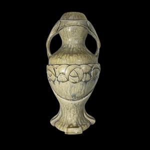 Helman (attributed To) Outdoor Vase / Sculpture, Art Nouveau Glazed Stoneware, Ca 1900