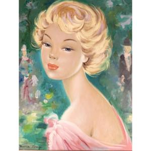 Lucia Longi, Portrait Of A Young Woman, Oil On Canvas, Circa 1950