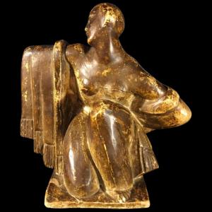 Jean Canneel, "studio Plaster" 1930, Art Deco Cubist Sculpture, Draped Nude Woman