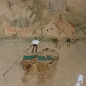 Stacquet Henri "dutch Landscape" Watercolor/gouache On Paper, Circa 1880