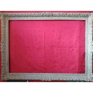 Large Patinated Carved Wooden Frame From The 1940s