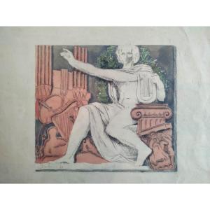 Mario Barberis: "la Musique" Aquarelle 1924