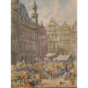 C.a Lund : " Marché Aux Fleurs Sur La Grand Place De Bruxelles"