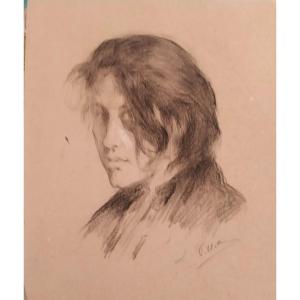 Léonce Pelletier: Portrait Of A Woman In Charcoal