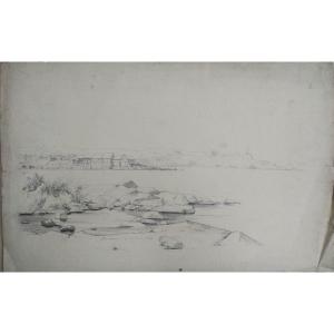 Eugène Ciceri "view Of Thorshavn In 1839" Drawing