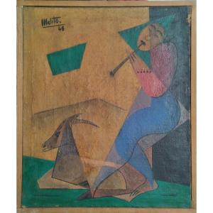 "pastoral" Oil On Canvas From 1948 By Maurice Miot "mellito"