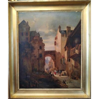 ruelle animé en Italie " huile sur toile anonyme -