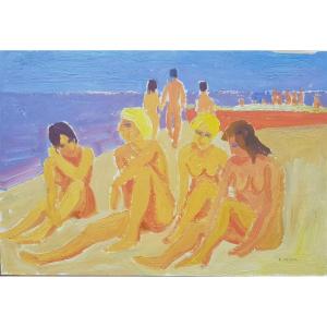 François Diana (1903-1993) Bathers On The Beach