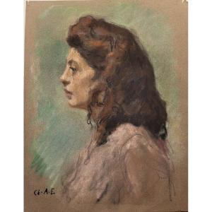Charles-auguste Edelmann (1879-1950) Young Woman In Profile
