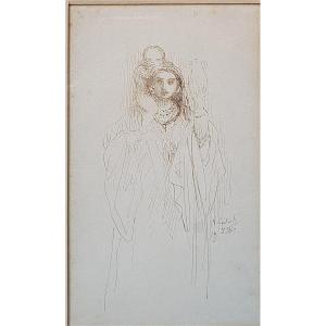 Jean-françois Portaels (1818-1895) Woman Carrying Her Child