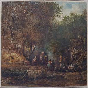 Paul Camoin (1816-1889) Peasants Near The Cabin