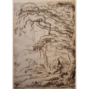 Italian School 17th Character In A Landscape