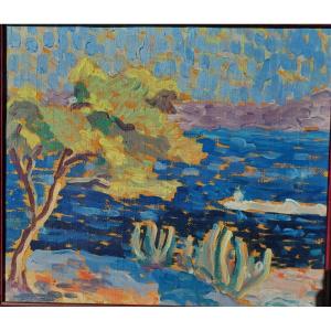 Mediterranean Seaside Post-impressionist Painting