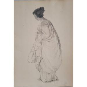 Ernest Marneffe (1866-1920) Young Woman In A Dress