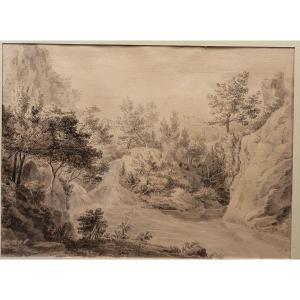 Jean-antoine Constantin (1755 - 1844) - Landscape With A Waterfall