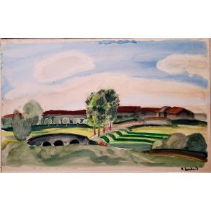 Alfred Lombard (1884-1973) Landscape With A Bridge