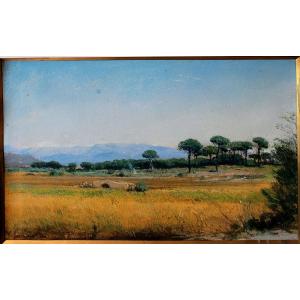 Vincent Courdouan (1810-1893) Landscape With Pine Trees