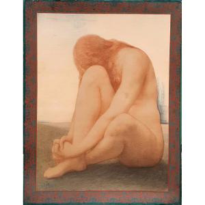 Jules Flour (1864-1921) Symbolist Nude