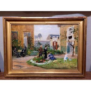 19th Century Impressionist School The Family In The Garden