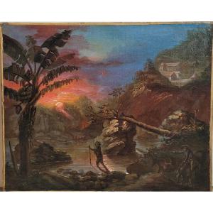 P Legrand (18th Century) Landscape In South America 1775