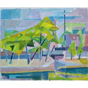 Claude Vallet (1927-2018) Cubist Landscape