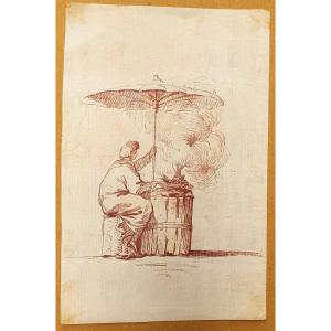 French School, 18th Century: The Merchant With A Parasol