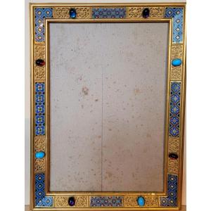 19th-century Byzantine-style Bronze And Enamel Frame