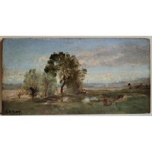 Attributed To Camille Corot (1796-1875) Landscape Sketch 
