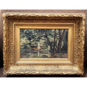 19th Century French School River Bank