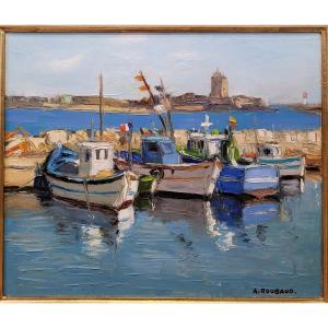 André Roubaud (1929-2020) Fishing Boats In Port De Bouc