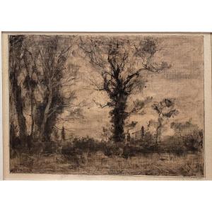 Barthélémy Niollon (1849-1927) Landscape In Aix En Provence