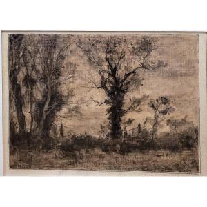Barthélémy Niollon (1849-1927) Landscape In Aix En Provence