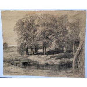 Louis Cabat (1812-1893) Figure By The River