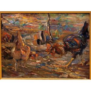 Louise Germain (1874-1939) The Farmyard