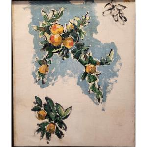 Early 20th Century French School Orange Tree Branch