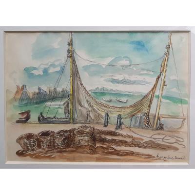 Hermine David The Port Watercolor