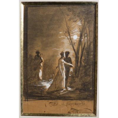 Antoine-louis Manceaux (1862-1939) Faust And Marguerite