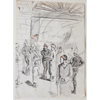 Felix Regamey (1844-1907) Egyptians And Soldiers