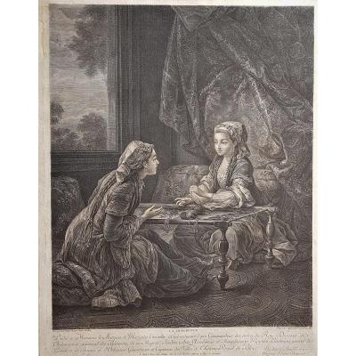 18th Century Print La Confidence Painted By Carle Van Loo Engraved By J Beauvarlet