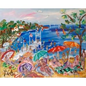 Painting By Yvon Grac, Mediterranean Beach.