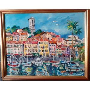 Painting By Yvon Grac (1945), The Old Port Of Cannes.
