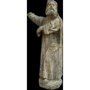 Stone Sculpture Of A Preaching Monk, Early 15th Century. Burgundy.