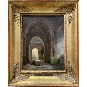 Jean-baptiste Berlot (1775-1836), Monks Praying In A Church, 1824.