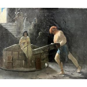 Paul Thomas (1859 - 1940), Samson Turning The Millstone, Circa 1893.