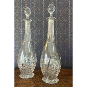 Baccarat, Pair Of Crystal Wine Carafes, "epron" Model.