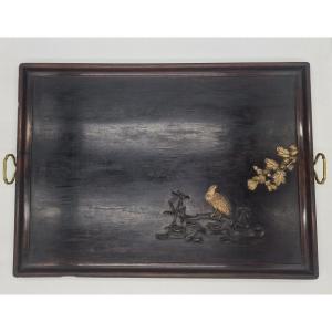 Japan - Serving Tray - Elm And Ivory - Meiji Era