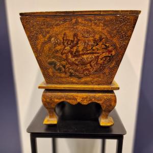 Tibet - Conical Covered Box - Deer Decor - 20th.