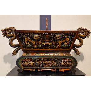 Sino-tibetan - Carved And Gilded Wooden Planter - Qing Dynasty - 20th Century.