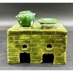 China - Glazed Terracotta Funerary Stove - Ming - Tl